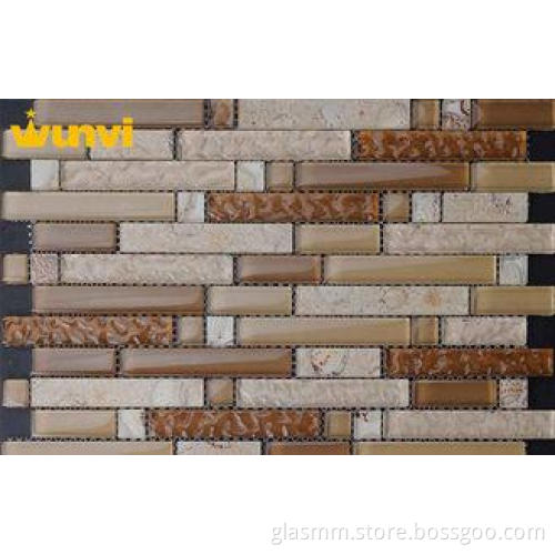 Custom 300 300mm Irregular Wavy Glass Mosaic Tile For Kitc